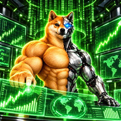 Superior Inu commanding a holographic trading deck